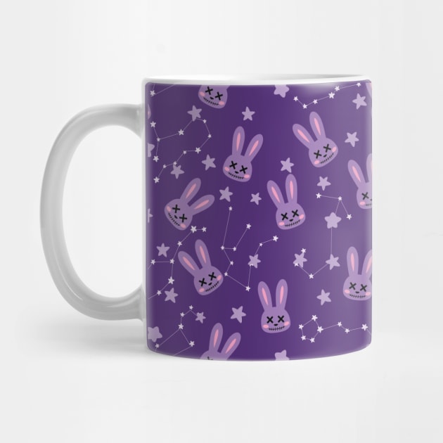 Pastel goth purple zombie bunny pattern by UniFox